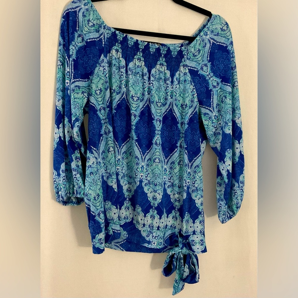 Peck & Peck Square neck top with side tie